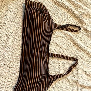 Striped bronze and black bikini top